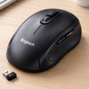 Logitech M510 Wireless Mouse ergonomic design with Unifying receiver